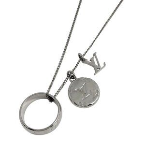 Louis Vuitton Ring Necklace Monogram Round Metal Silver